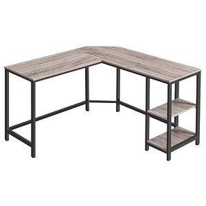 0194343011141 - Vasagle Schreibtisch L-förmiger Computertisch Eckschreibtisch mit 2 Ablagen platzsparender Bürotisch Gaming einfacher Aufbau Greige-schwarz 0194343011141 - Vasagle Schreibtisch L-förmiger Computertisch Eckschreibtisch mit 2 Ablagen platzsparender Bürotisch Gaming einfacher Aufbau Greige-schwarz