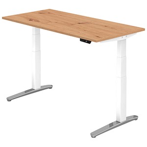4032062189092 - VXBHM16 elektrisch höhenverstellbarer Schreibtisch asteiche rechteckig C-Fuß-Gestell weiß 1600 x 800 cm