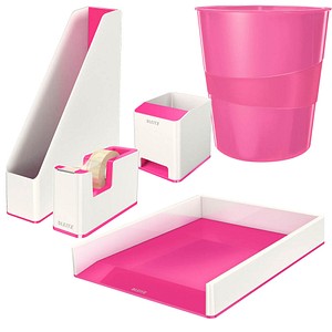 Leitz Schreibtischset Wow Duo Colour Perlweiss Pink Gunstig Online