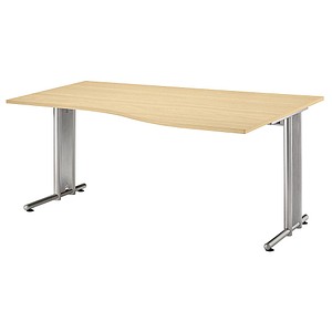 4032062011928 - HAMMERBACHER NS18 Schreibtisch ahorn Trapezform C-Fuß-Gestell silber 1800 x 800 1000 cm
