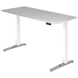 Hammerbacher Sitz-Steh-Schreibtisch VXBHM, elektrisch höhenverstellbar, 129cm (H), 180x80cm (BxT), grau / weiß 4032062168790 Hammerbacher 4 Stück