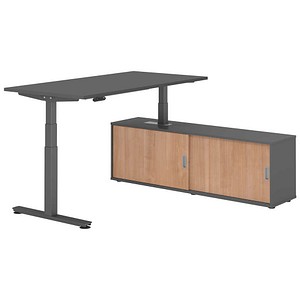 4032062330012 - Schreibtischkombination XDSM 16 höhenverstellbar 63-127cm (H) 160x80cm (BxT) rechteckig graphit   graphit 4032062330012 Hamm