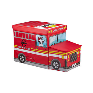 4052025935689 - Sitzbox Kinder Staubox mit Deckel Spielzeug faltbar Feuerwehrauto Stauraum Jungen & Mädchen 50 l rot - Relaxdays 4052025935689 - Sitzbox Kinder Staubox mit Deckel Spielzeug faltbar Feuerwehrauto Stauraum Jungen & Mädchen 50 l rot - Relaxdays