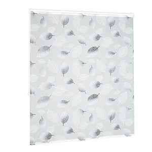 4052025904043 - Duschrollo 140 x 240 cm Blatt Muster Seilzug flexible Montage Duschvorhang für Badewanne schwarz-weiß - Relaxdays