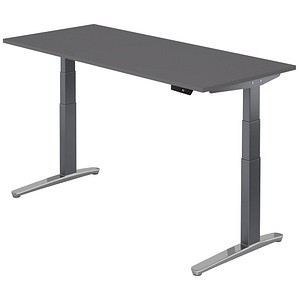 Hammerbacher Sitz-Steh-Schreibtisch VXBHM, elektrisch höhenverstellbar, 129cm (H), 180x80cm (BxT), graphit / graphit 4032062322536 Hammerbach 4 Stück