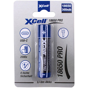 4042883800687 - XCELL 148105 - Li-Ion-Akku 18650 36 V 3400 mAh USB-C 4042883800687 - XCELL 148105 - Li-Ion-Akku 18650 36 V 3400 mAh USB-C