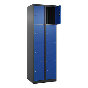 4068427433258 - Schließfachschrank Classic Plus enzianblau schwarzgrau 080000-204 S10034 8 Schließfächer 600 x 500 x 1850 cm 4068427433258 