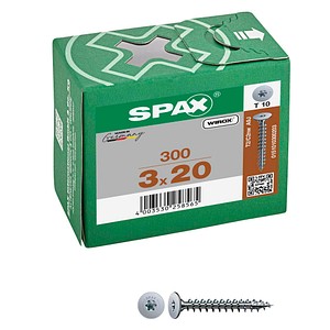 4003530258565 - Spax - Rückwandkopf Ohne Linse T-Star Plus T10 Vollgewinde 4Cut Wirox 300St 3x20 4003530258565 - Spax - Rückwandkopf Ohne Linse T-Star Plus T10 Vollgewinde 4Cut Wirox 300St 3x20