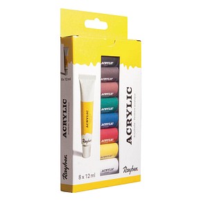 Rayher Künstler-Set mit 8 Farben Acrylfarben farbsortiert 8 x 12,0  ml