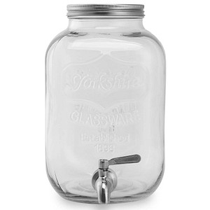 Getränkespender Dispenser aus Glas Fassungsvermögen 5 Liter transparent B2200cm H2700cm T1700cm Zapfanlagen Verschließbarer Metalldeckel und luftdichter Zapfhahn