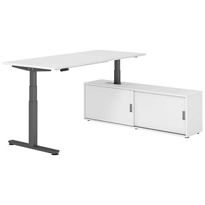 4032062330111 - Schreibtischkombination XDSM 19 höhenverstellbar 63-127cm (H) 160x80cm (BxT) rechteckig weiß   graphit 4032062330111 Hammerb