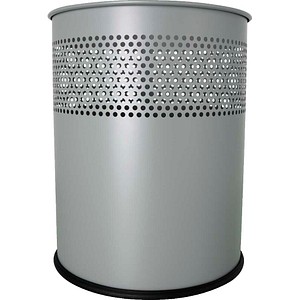 4012086010435 - helit Papierkorb the dot 15 Liter Runder Abfalleimer in besonders schönem Design mit Lochdekor Farbe mittelgrau