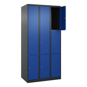 4068427433074 - Schließfachschrank Classic Plus enzianblau schwarzgrau 080000-303 S10031 9 Schließfächer 900 x 500 x 1850 cm 4068427433074 