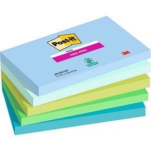 4054596924376 - Haftnotizen 655-5SS-OAS Super Sticky Notes Oasis Collection 127x76mm denimblau mint limonengrün immergrün seeglasgrün rechte 5 Stück