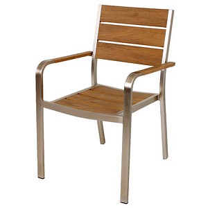 4041908100382 - Harms Stapelstuhl FLORENCE 2er-Set Aluminium champagner Non-Wood Teak-Optik 4041908100382 - Harms Stapelstuhl FLORENCE 2er-Set Aluminium champagner Non-Wood Teak-Optik
