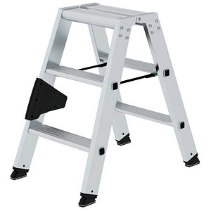 4031405402065 - Munk Stufen-Stehleiterbeidseitig 2x3 Stufen Rechteckrohr-Holme 80 mm Stufen nivello® Leiterschuhe ergo-pad® Griff 150 kg Tragkraft
