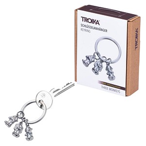 TROIKA® Schlüsselanhänger THREE MONKEYS silber