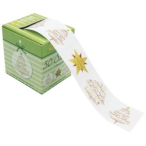 4004182568255 - AVERY Zweckform ZDesign Weihnachts-Sticker auf Rolle Schriftzug-Formen Transparentfolie geprägt Durchmesser - 1 Stück (56825)