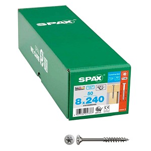 4003530257377 - Edelstahlschraube 8 x 240 mm 50 Stück Teilgewinde Senkkopf t-star plus T40 4CUT - 0197000802405 - Spax 4003530257377 - Edelstahlschraube 8 x 240 mm 50 Stück Teilgewinde Senkkopf t-star plus T40 4CUT - 0197000802405 - Spax