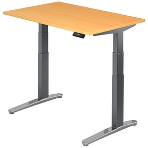 Hammerbacher Sitz-Steh-Schreibtisch VXBHM, elektrisch höhenverstellbar, 129cm (H), 120x80cm (BxT), buche / graphit 4032062171479 Hammerbacher 3 Stück