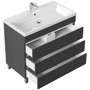 4251982673768 - Stand Badmöbel Felini mit drei grifflosen Schubladen in versch Ausführungen