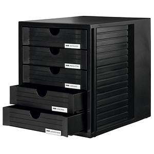 4012473145047 - - Schubladenbox systembox 5 Schubladen din C4 Polystyrol Gehäusefarbe schwarz Farbe der Schublade schwarz
