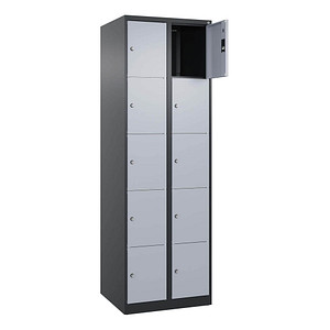 CP Schließfachschrank Classic Plus schwarzgrau, weißaluminium 080000-205 S10040, 10 Schließfächer 60,0 x 50,0 x 185,0 cm