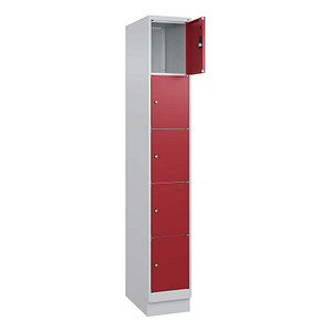 4066681682719 - Schließfachschrank Classic PLUS lichtgrau rubinrot 080020-105 S10001 5 Schließfächer 300 x 500 x 1950 cm 4066681682719 C+P-