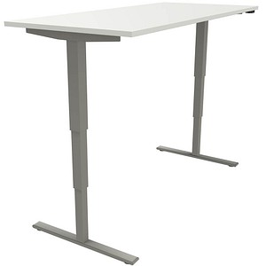 4260429768394 - fm fastline elektrisch höhenverstellbarer Schreibtisch weiß rechteckig T-Fuß-Gestell silber 1800 x 800 cm