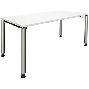 4260429768905 - fm fastline höhenverstellbarer Schreibtisch weiß rechteckig 4-Fuß-Gestell silber 1600 x 800 cm