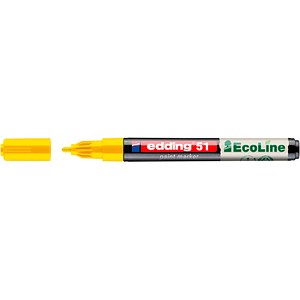 4057305071873 - Lackmarker 51 EcoLine Schreibfarbe Gelb Rundspitze Strichstärke 1-2 mm mit Kappe wasserbasiert nachfüllbar 10 Stück