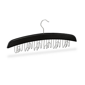 4052025325879 - Gürtelhalter Kleiderschrank Haken für 12 Gürtel 360° drehbarer Haken Holz 175x43x55 cm schwarz silber - Relaxdays