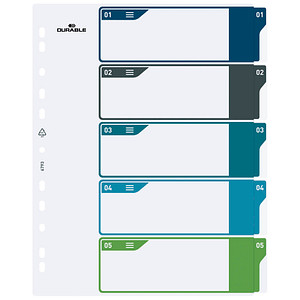 DURABLE Ordnerregister Überbreite 1-5 farbig 5-teilig, 1 Satz