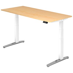 Hammerbacher Sitz-Steh-Schreibtisch VXBHM, elektrisch höhenverstellbar, 129cm (H), 180x80cm (BxT), ahorn / weiß 4032062168769 Hammerbacher 4 Stück