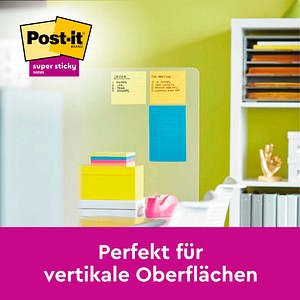4054596856707 - Post-it® Super Sticky Notes im Großformat 6445-3SS-EU Verschiedene Farben 152 mm x 101 mm 45 Blatt Block 3 Blöcke Packung 100% PEFC