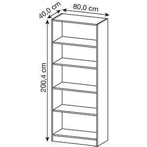 4032062023624 - Melaminharzbeschichtete Spanplatte Bücherregal 4 Fachböden 800 x 400 x 2004 mm Braun Ahorn 4032062023624 - Melaminharzbeschichtete Spanplatte Bücherregal 4 Fachböden 800 x 400 x 2004 mm Braun Ahorn
