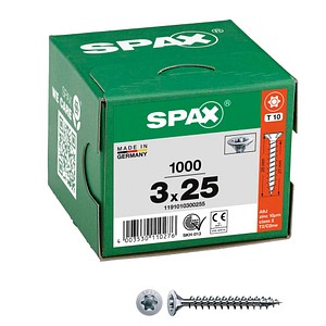 4003530110276 - Spax - Universalschraube 3 x 25 mm 1000 Stück Vollgewinde Senkkopf t-star plus T10 S-Spitze wirox - 1191010300255 4003530110276 - Spax - Universalschraube 3 x 25 mm 1000 Stück Vollgewinde Senkkopf t-star plus T10 S-Spitze wirox - 1191010300255