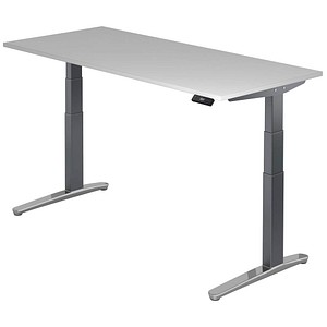 4032062171806 - VXBHM19 elektrisch höhenverstellbarer Schreibtisch lichtgrau rechteckig C-Fuß-Gestell grau 1800 x 800 cm