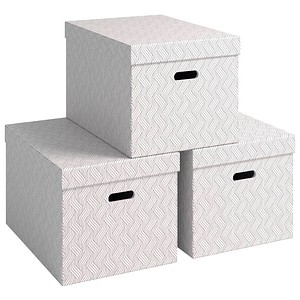 4002432132195 - VONL 61420001 - Archivboxen Recycel Gr L 3 Stück weiß grau