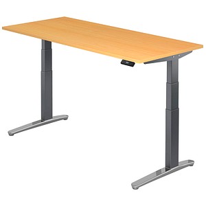 Hammerbacher Sitz-Steh-Schreibtisch VXBHM, elektrisch höhenverstellbar, 129cm (H), 180x80cm (BxT), buche / graphit 4032062171820 Hammerbacher 4 Stück