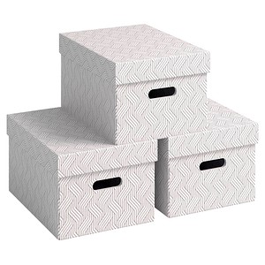 4002432132188 - VONL 61410001 - Archivboxen Recycel Gr M 3 Stück weiß grau