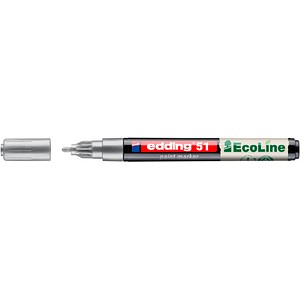 4057305071903 - Lackmarker 51 EcoLine Schreibfarbe Silber Rundspitze Strichstärke 1-2 mm mit Kappe wasserbasiert nachfüllbar 10 Stück