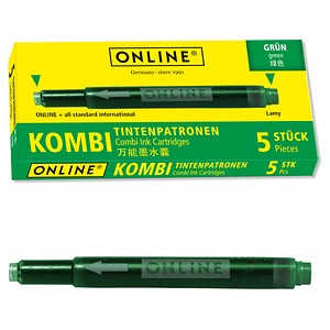 ONLINE® 17144/12 Tintenpatronen für Füller grün 5 St.