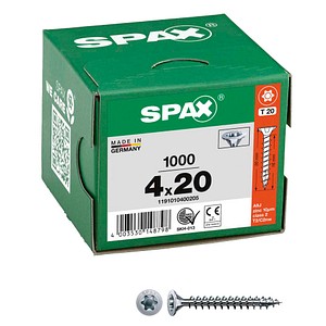4003530148798 - Universalschraube 4 x 20 mm 1000 Stück Vollgewinde Senkkopf t-star plus T20 4CUT wirox - 1191010400205 - Spax 4003530148798 - Universalschraube 4 x 20 mm 1000 Stück Vollgewinde Senkkopf t-star plus T20 4CUT wirox - 1191010400205 - Spax