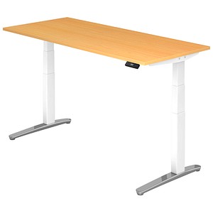 4032062168820 - VXBHM19 elektrisch höhenverstellbarer Schreibtisch buche rechteckig C-Fuß-Gestell weiß 1800 x 800 cm