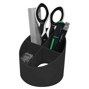 4012086023114 - Stifteköcher The Green Cross 4 Fächer Ø 110 x H 105 mm Recyclingkunststoff schwarz