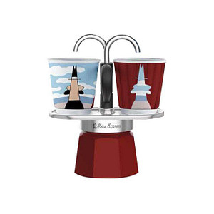8006363030458 - BIALETTI Espressokocher Mini Express Magritte 009l Kaffeekanne (1 Espressokocher + 2 Espressobecher 90 ml) rot