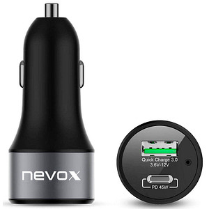 4250686406795 - USB PD TYPE C + QC30 Kfz-Ladeadapter schwarz 63 4250686406795 nevox 4250686406795 - USB PD TYPE C + QC30 Kfz-Ladeadapter schwarz 63 4250686406795 nevox