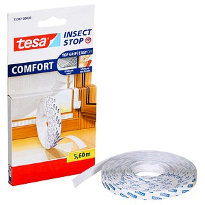 TESA 55387 - Klettband Ersatzrolle Insect Stop, 5,6 m, weiß