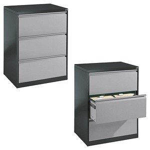 4025314220278 - Hängeregistraturschränke doppelbahnig 3 Schubfächer anthrazit silber 4025314220278 C+P-Möbel